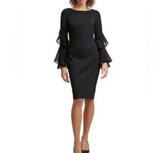 Calvin Klein Black Ruffle Sleeve Dress